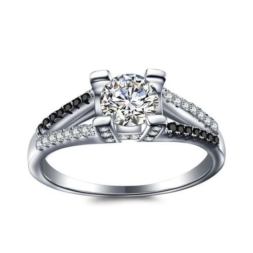 *1CT SOLID 925 STERLING SILVER MODERN HALO RING*