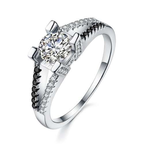 *1CT SOLID 925 STERLING SILVER MODERN HALO RING*