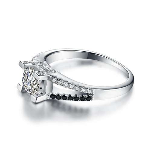 *1CT SOLID 925 STERLING SILVER MODERN HALO RING*