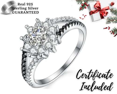 *0.75CT SOLID 925 STERLING SILVER FLOWER RING*