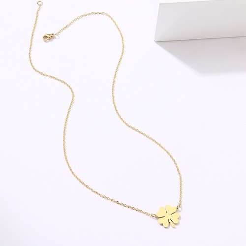 TITANIUM (NEVER FADE) 4-Leaf Clover Necklace 45 cm (SILVER ONLY)