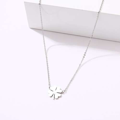 TITANIUM (NEVER FADE) 4-Leaf Clover Necklace 45 cm (SILVER ONLY)