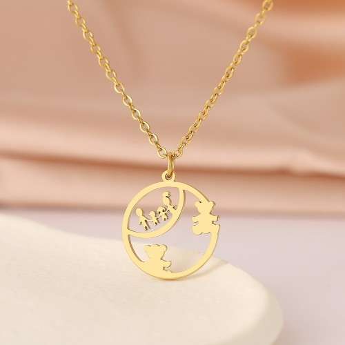 TITANIUM (NEVER FADE) "Bears" Necklace 45 cm (SILVER)