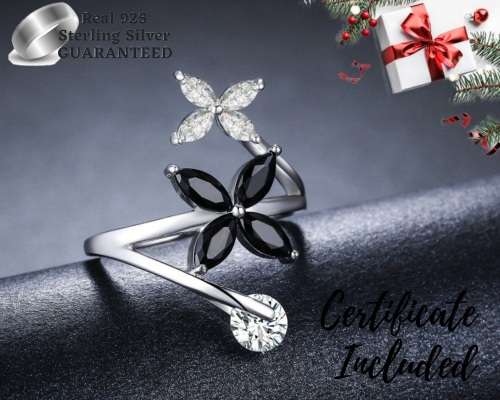 *0.75ct SOLID 925 STERLING SILVER MODERN FLOWER RING *