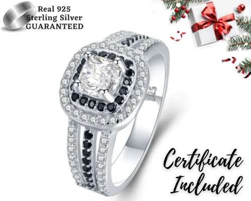 *0.75CT SOLID 925 STERLING SILVER HALO RING *