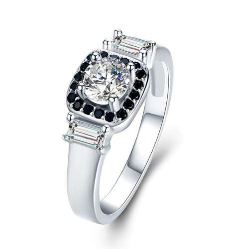 *0.75ct SOLID 925 STERLING SILVER MODERN HALO RING *