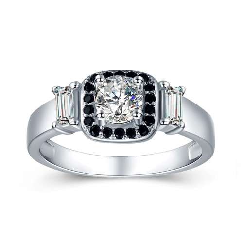 *0.75ct SOLID 925 STERLING SILVER MODERN HALO RING *