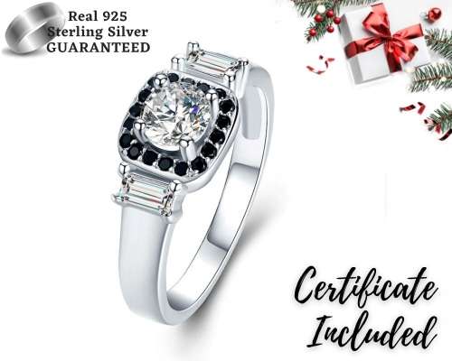 *0.75ct SOLID 925 STERLING SILVER MODERN HALO RING *