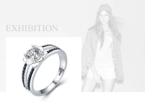 *(CLEARANCE SALE) 0.75CT SOLID 925 STERLING SILVER FLOWER RING*