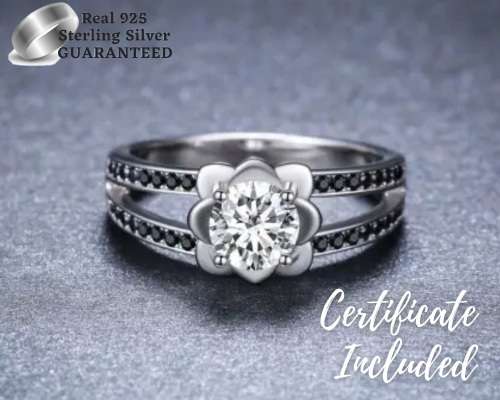 *(CLEARANCE SALE) 0.75CT SOLID 925 STERLING SILVER FLOWER RING*