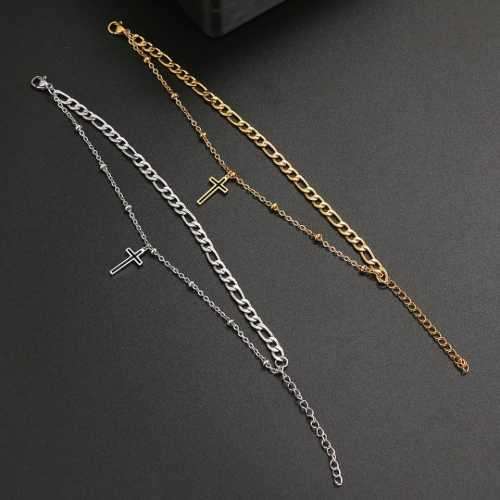 TITANIUM (NEVER FADE) Cross Double Bracelet 20 cm (SILVER ONLY)
