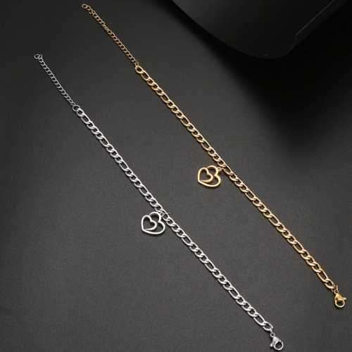 TITANIUM (NEVER FADE) Double Heart Bracelet 20cm (SILVER ONLY)