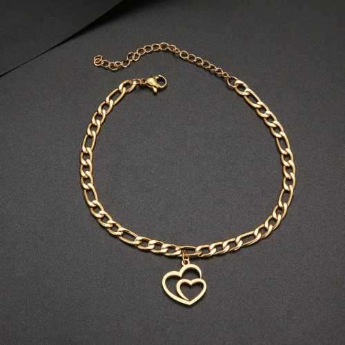TITANIUM (NEVER FADE) Double Heart Bracelet 20cm (SILVER ONLY)
