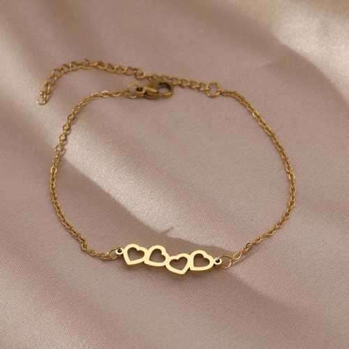 TITANIUM (NEVER FADE) Four Hearts Bracelet 20cm (SILVER ONLY)