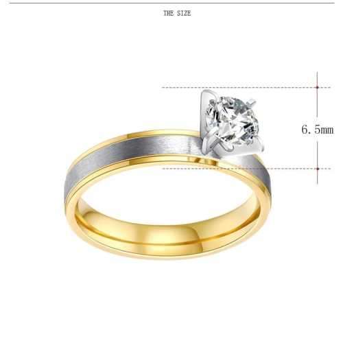 TITANIUM (NEVER FADE) GOLD and SILVER Ring with Simulated Diamond Set SIZE 10 US