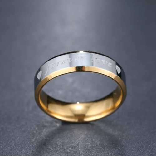 TITANIUM (NEVER FADE) Engraved Gold & Silver Ring SIZE 9 US