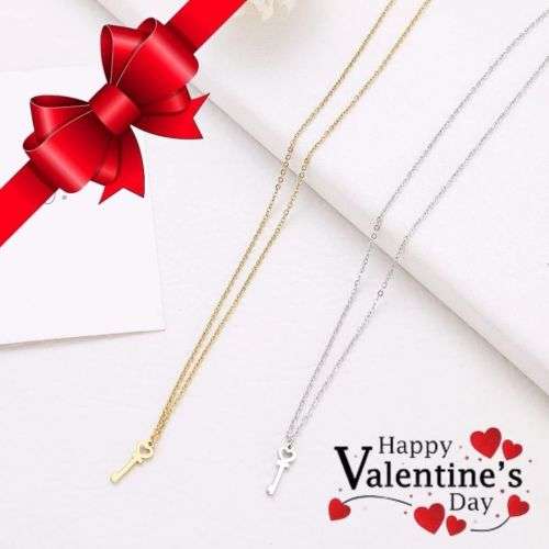 TITANIUM (NEVER FADE) HEART KEY Necklace 45 cm (SILVER ONLY)