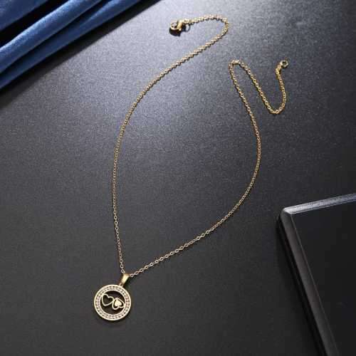 TITANIUM (NEVER FADE) DOUBLE HEART Necklace  with Simulated Diamonds 45 cm (SILVER ONLY)