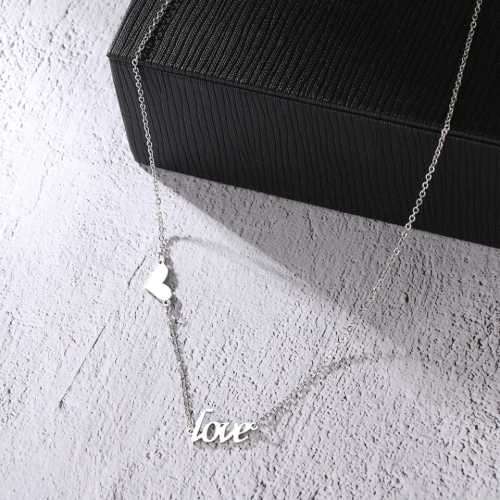 TITANIUM (NEVER FADE) LOVE HEART Necklace 45 cm (SILVER ONLY)