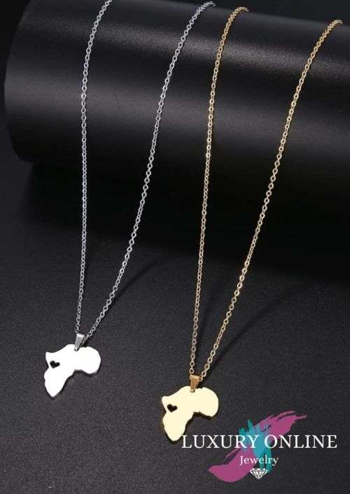 Retail Price R899 TITANIUM (NEVER FADE) AFRICA HEART Necklace 45 cm (SILVER ONLY)