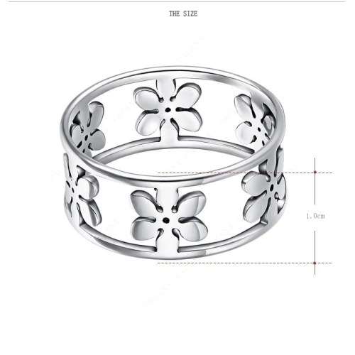 TITANIUM (NEVER FADE) FLOWER Ring SIZE 9 US (SILVER ONLY)