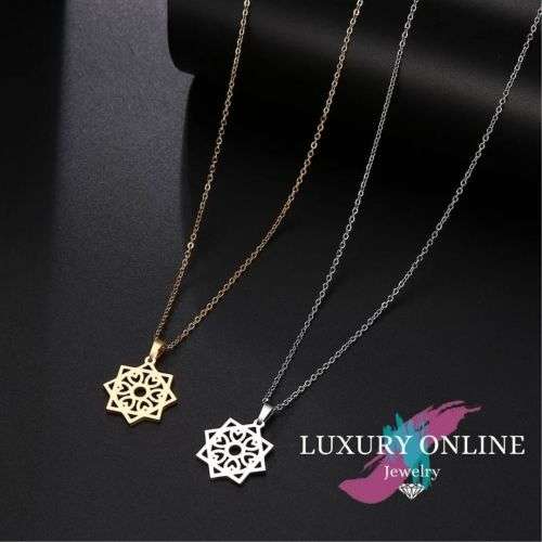 TITANIUM (NEVER FADE) HEART PATTERN Necklace 45cm (SILVER ONLY)