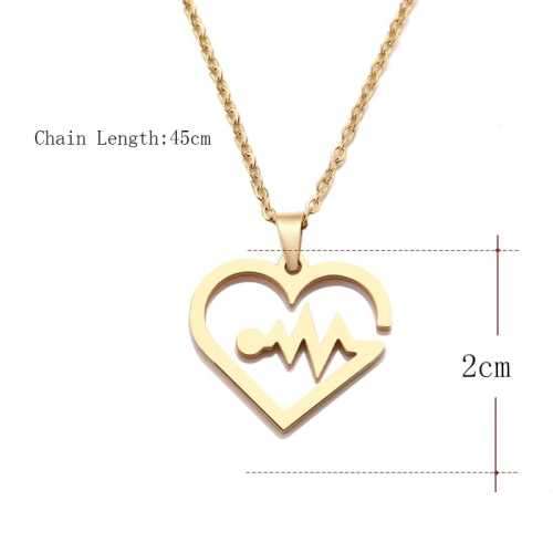 TITANIUM (NEVER FADE) HEART BEAT Necklace  45cm (SILVER ONLY)