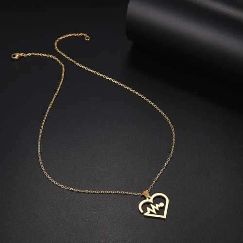 TITANIUM (NEVER FADE) HEART BEAT Necklace  45cm (SILVER ONLY)