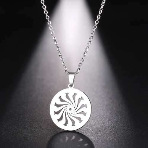 TITANIUM (NEVER FADE) ROUND PATTERN Necklace 45cm (SILVER ONLY)