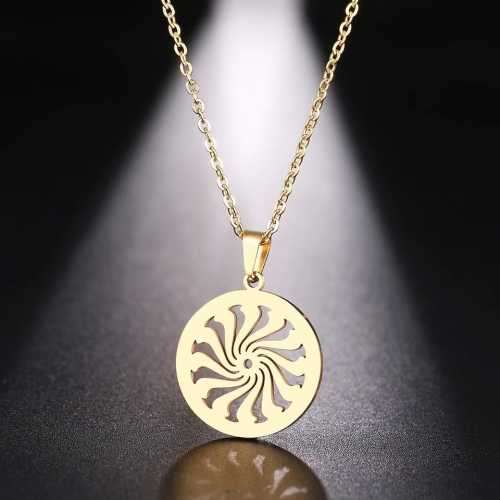 TITANIUM (NEVER FADE) ROUND PATTERN Necklace 45cm (SILVER ONLY)