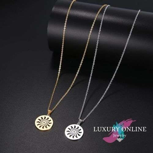TITANIUM (NEVER FADE) ROUND PATTERN Necklace 45cm (SILVER ONLY)