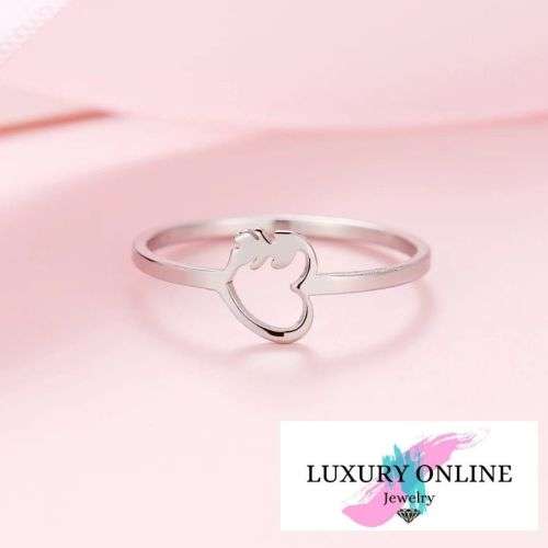 TITANIUM (NEVER FADE) HEART Ring SIZE 7 US (SILVER ONLY)