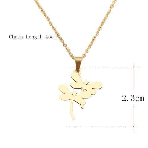 TITANIUM (NEVER FADE) DOUBLE DRAGONFLY Necklace 45cm (SILVER ONLY)