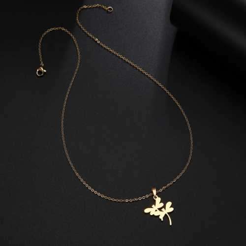 TITANIUM (NEVER FADE) DOUBLE DRAGONFLY Necklace 45cm (SILVER ONLY)