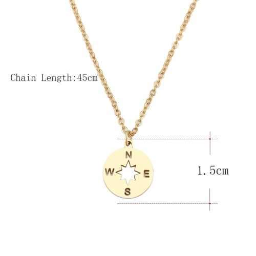 TITANIUM (NEVER FADE) COMPASS PENDANT Necklace 45cm (SILVER ONLY)