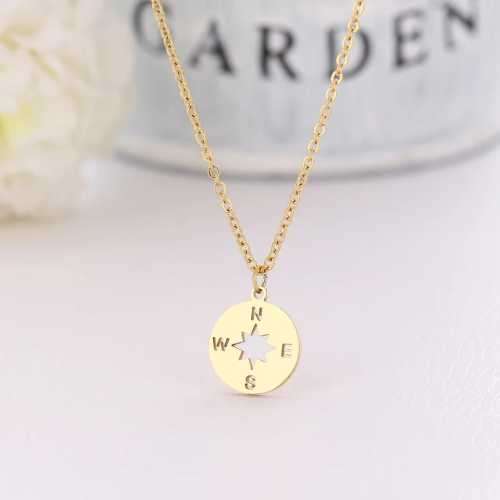 TITANIUM (NEVER FADE) COMPASS PENDANT Necklace 45cm (SILVER ONLY)