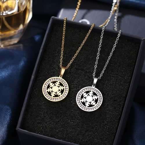 TITANIUM (NEVER FADE) SNOWFLAKE Necklace with Simulated Diamonds 45cm (SILVER ONLY)