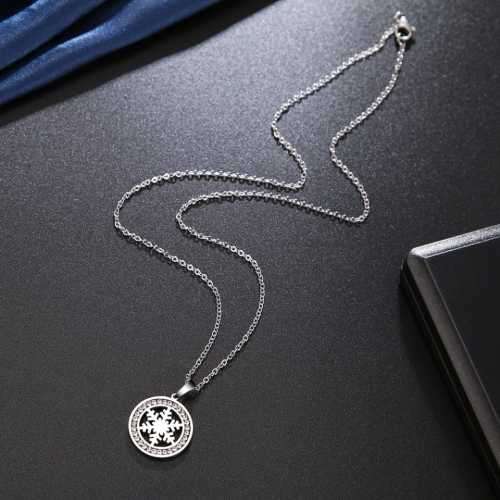 TITANIUM (NEVER FADE) SNOWFLAKE Necklace with Simulated Diamonds 45cm (SILVER ONLY)