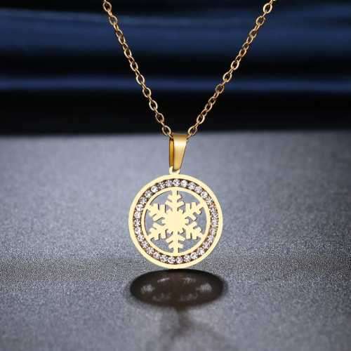 TITANIUM (NEVER FADE) SNOWFLAKE Necklace with Simulated Diamonds 45cm (SILVER ONLY)