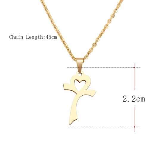 TITANIUM (NEVER FADE) HEART CROSS Necklace 45cm (SILVER ONLY)