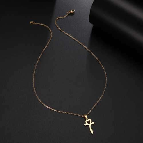 TITANIUM (NEVER FADE) HEART CROSS Necklace 45cm (SILVER ONLY)