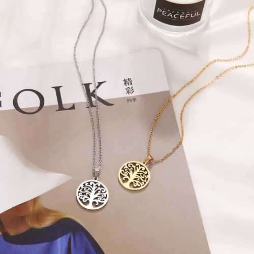 TITANIUM (NEVER FADE) TREE PENDANT Necklace 45cm (SILVER ONLY)