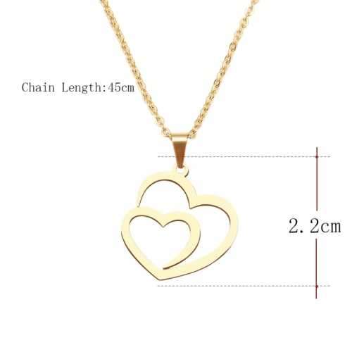 Retail Price R899 TITANIUM (NEVER FADE) DOUBLE HEART Necklace 45cm (GOLD ONLY)