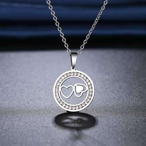 Retail Price R999 TITANIUM (NEVER FADE) DOUBLE HEART Necklace  45cm (SILVER ONLY)
