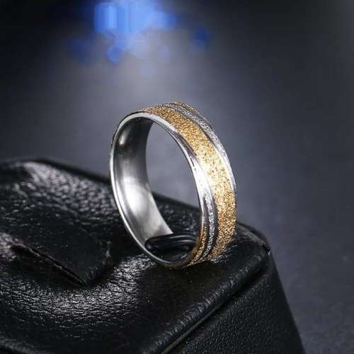 TITANIUM (NEVER FADE) GOLD AND SILVER FROSTED Ring SIZE 11 US
