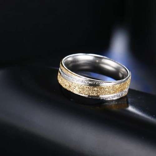 TITANIUM (NEVER FADE) GOLD AND SILVER FROSTED Ring SIZE 11 US