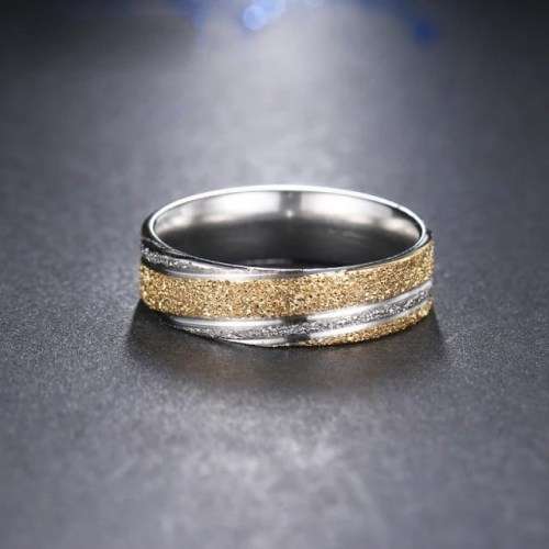 TITANIUM (NEVER FADE) GOLD AND SILVER FROSTED Ring SIZE 11 US