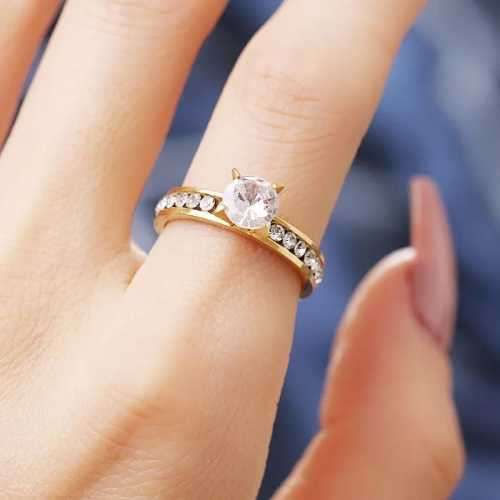 TITANIUM (NEVER FADE) SIMULATED DIAMONDS Ring SIZE 9 US (GOLD ONLY)