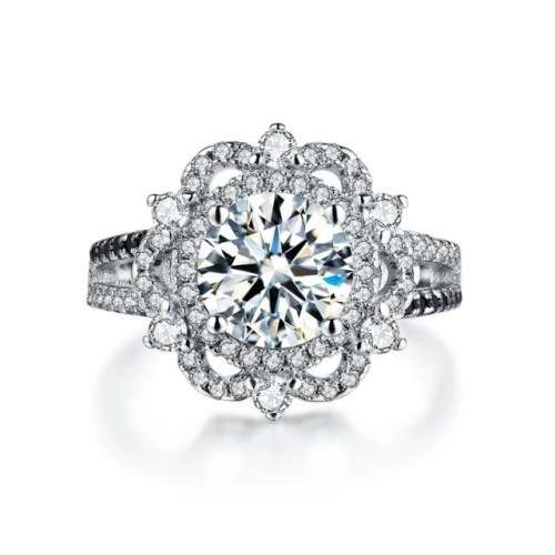 *CLEARANCE SALE* 2 CT SOLID 925 STERLING SILVER FLOWER RING SIZE 8 US