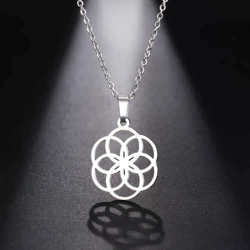 TITANIUM (NEVER FADE) "CIRCLES PENDANT" Necklace 45cm (SILVER ONLY)